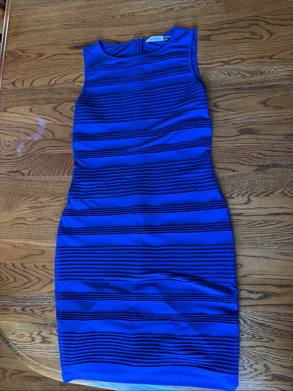 Calvin Klein Cobalt Blue Textured Sleeveless Sheath Dress